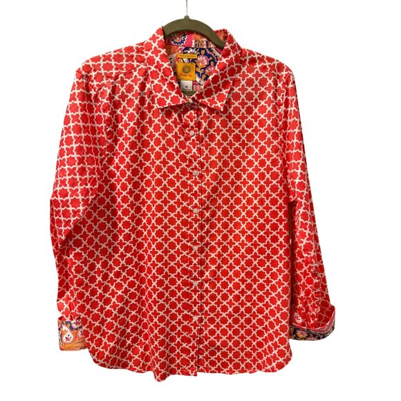Ruby Rd. Wrinkle Resistant Button-Up Shirt Size 16 100% Cotton multi white blous - Picture 1 of 12
